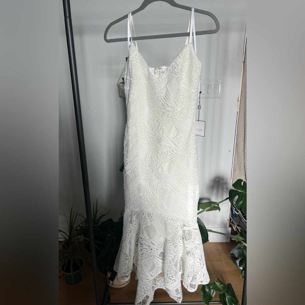 Nwt Women’s Laundry By Shelli Segal White Lace Mermaid Dress